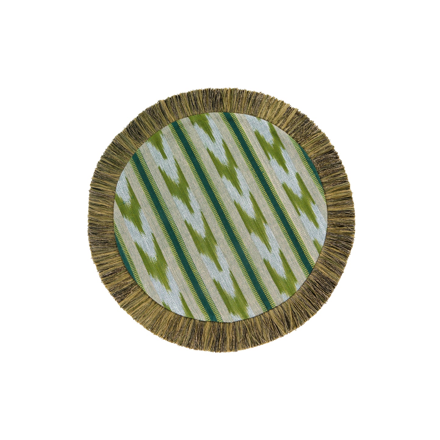Green Ikat Round Placemat