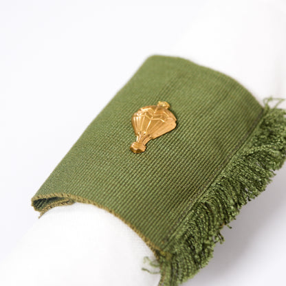 Cork Napkin Rings - Green fabric (Set of 3)