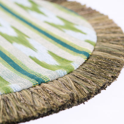 Green Ikat Round Placemat