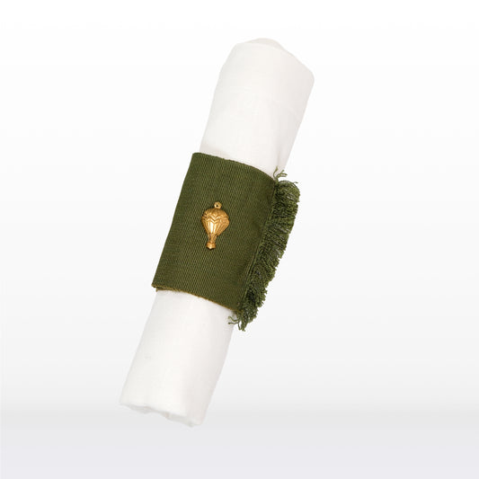 Cork Napkin Rings - Green fabric (Set of 3)