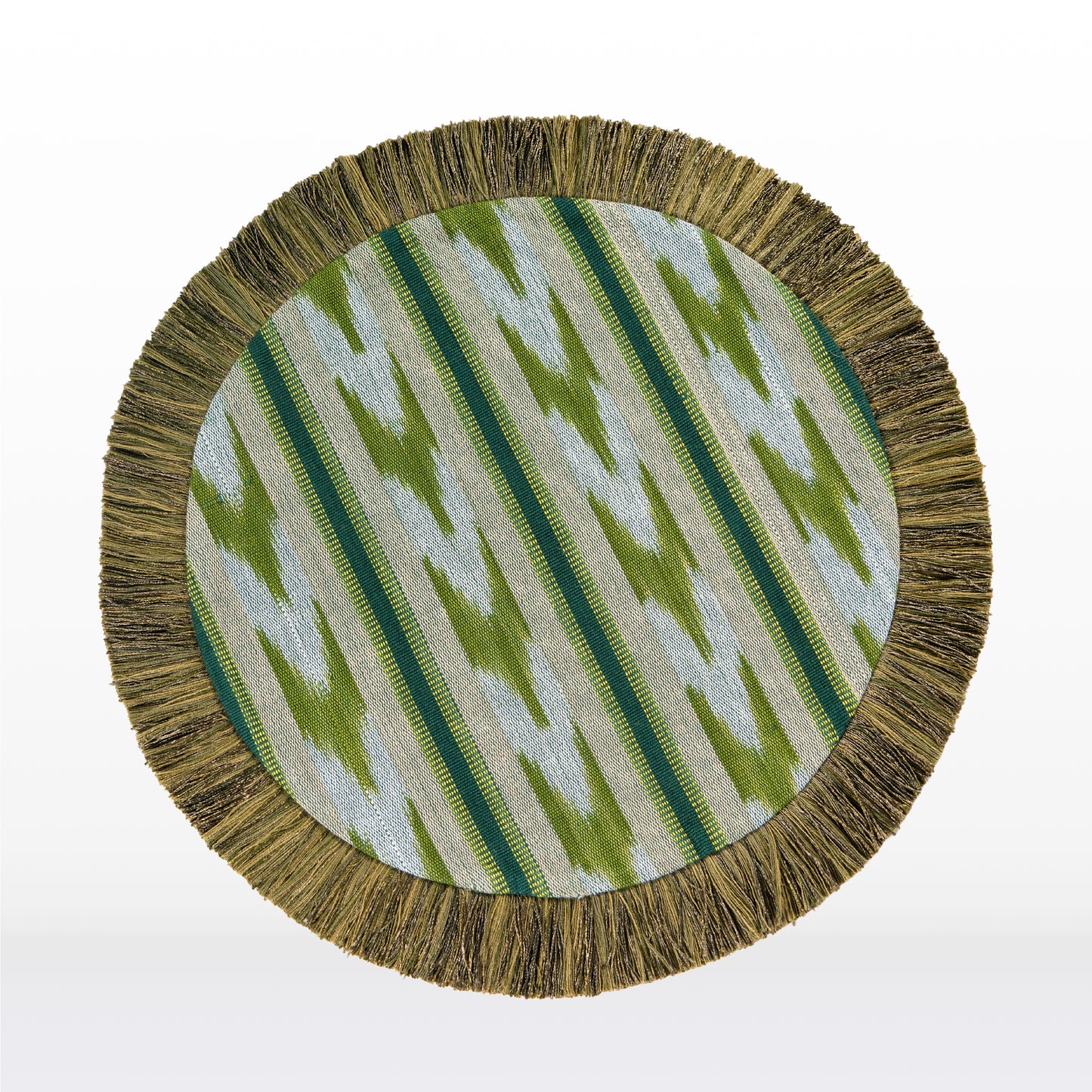 Green Ikat Round Placemat