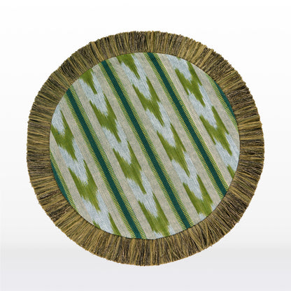 Green Ikat Round Placemat