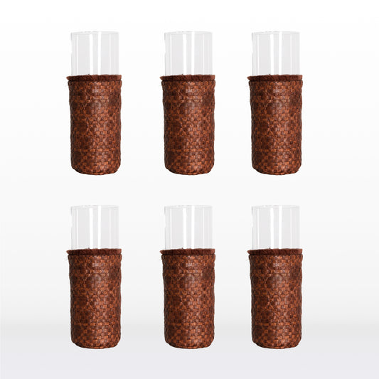 Long glasses - Brown raffia (6 units)