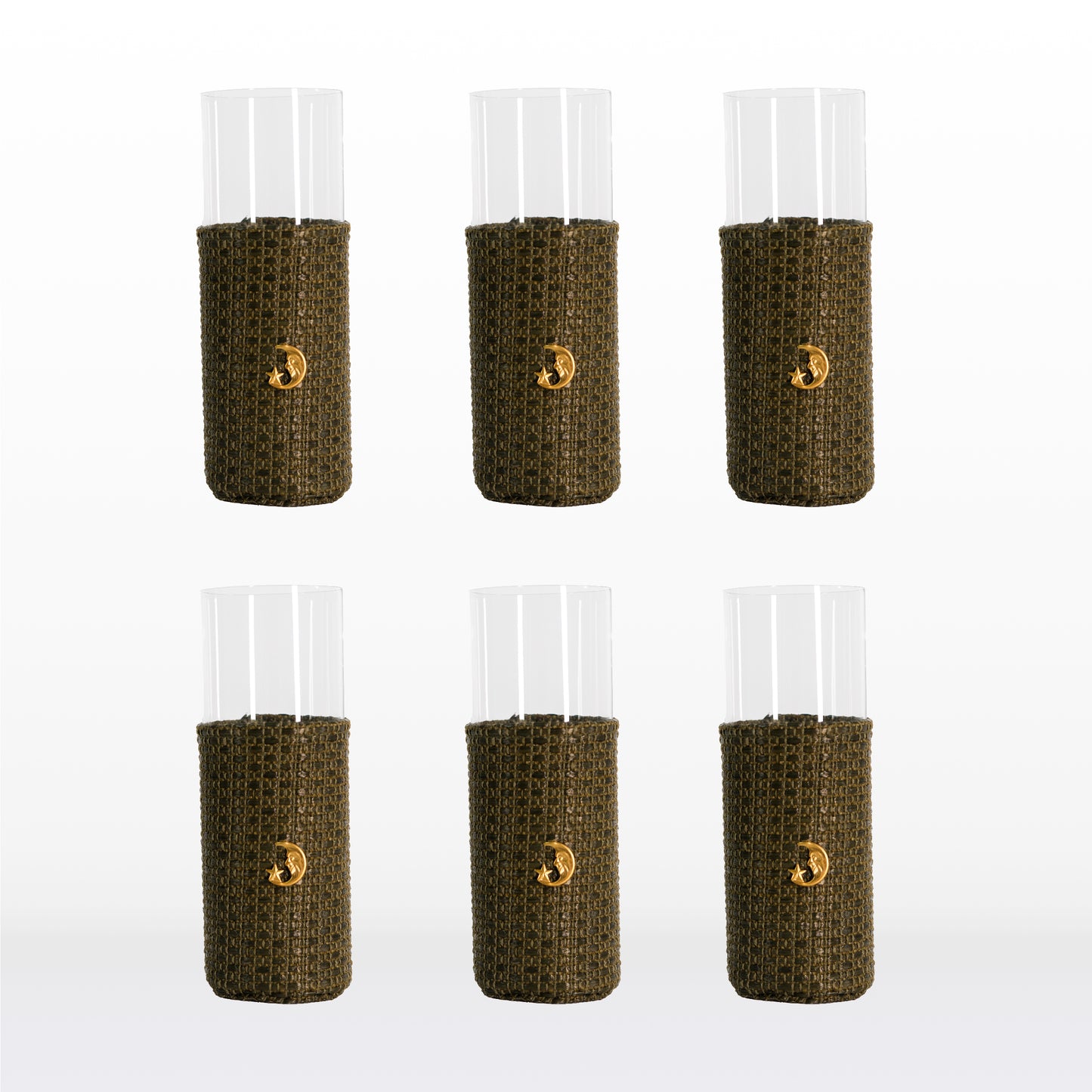 Long glasses - Green raffia (6 units)