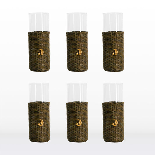 Long glasses - Green raffia (6 units)