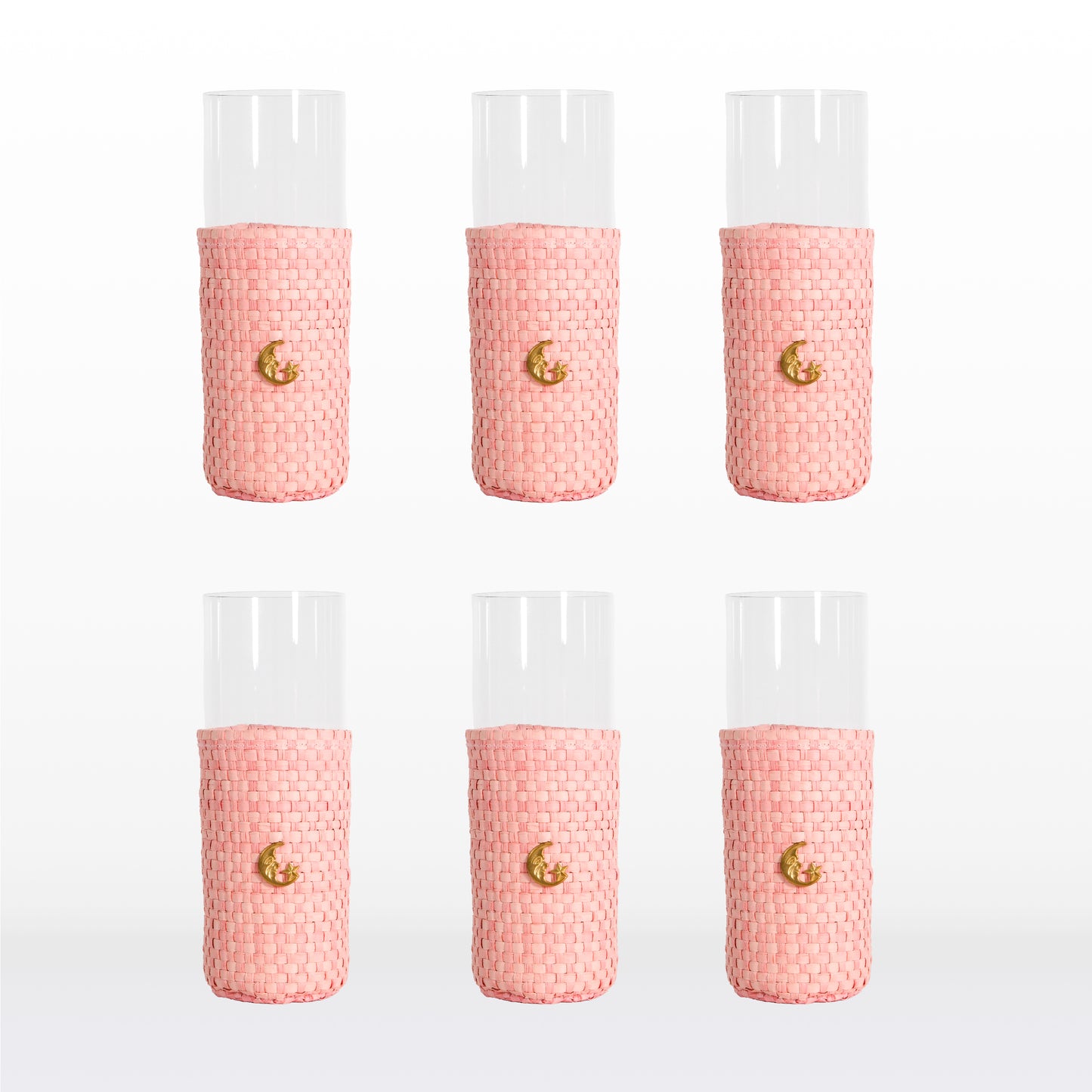 Long glasses - Pink raffia (6 units)