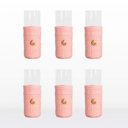Long glasses - Pink raffia (6 units)