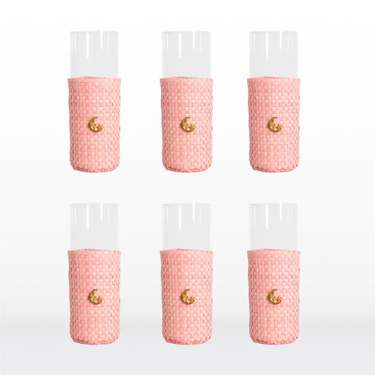 Long glasses - Pink raffia (6 units)
